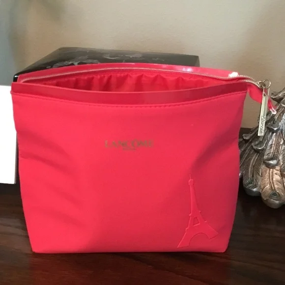 Lancome Red Cosmetic Bag with Eiffel Tower Accent - Picture 2 of 7